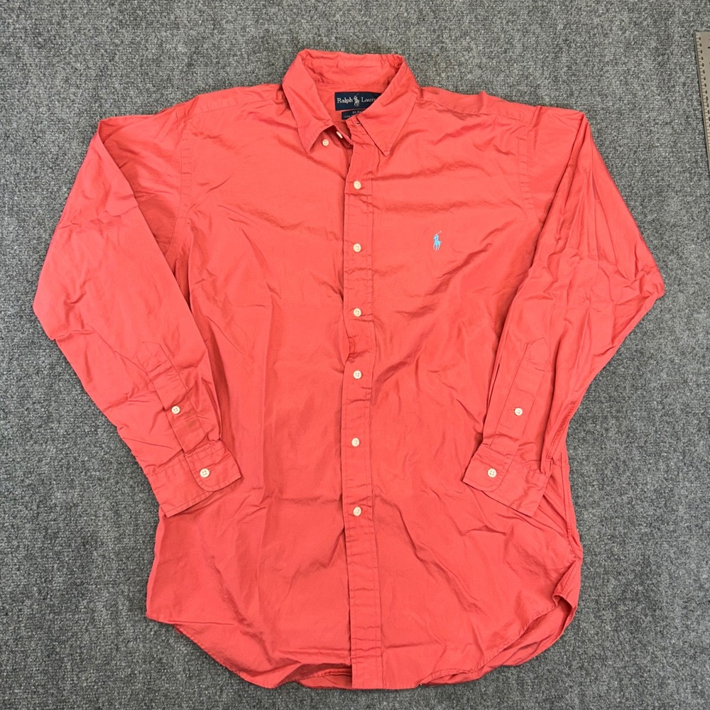 Ralph Lauren Blake Mens Small Salmon Coral Two-Ply Cotton Button Down Shirt